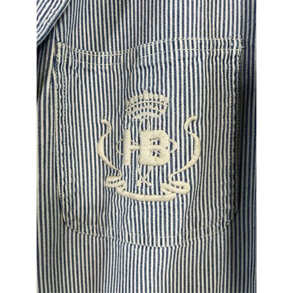 Harve Benard Vtg 90s Women's Blazer White Blue Striped Nautical Women’s L Cotton - Picture 6 of 13